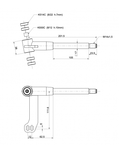 Mangueta RR Larga con Rodamientos IZQ